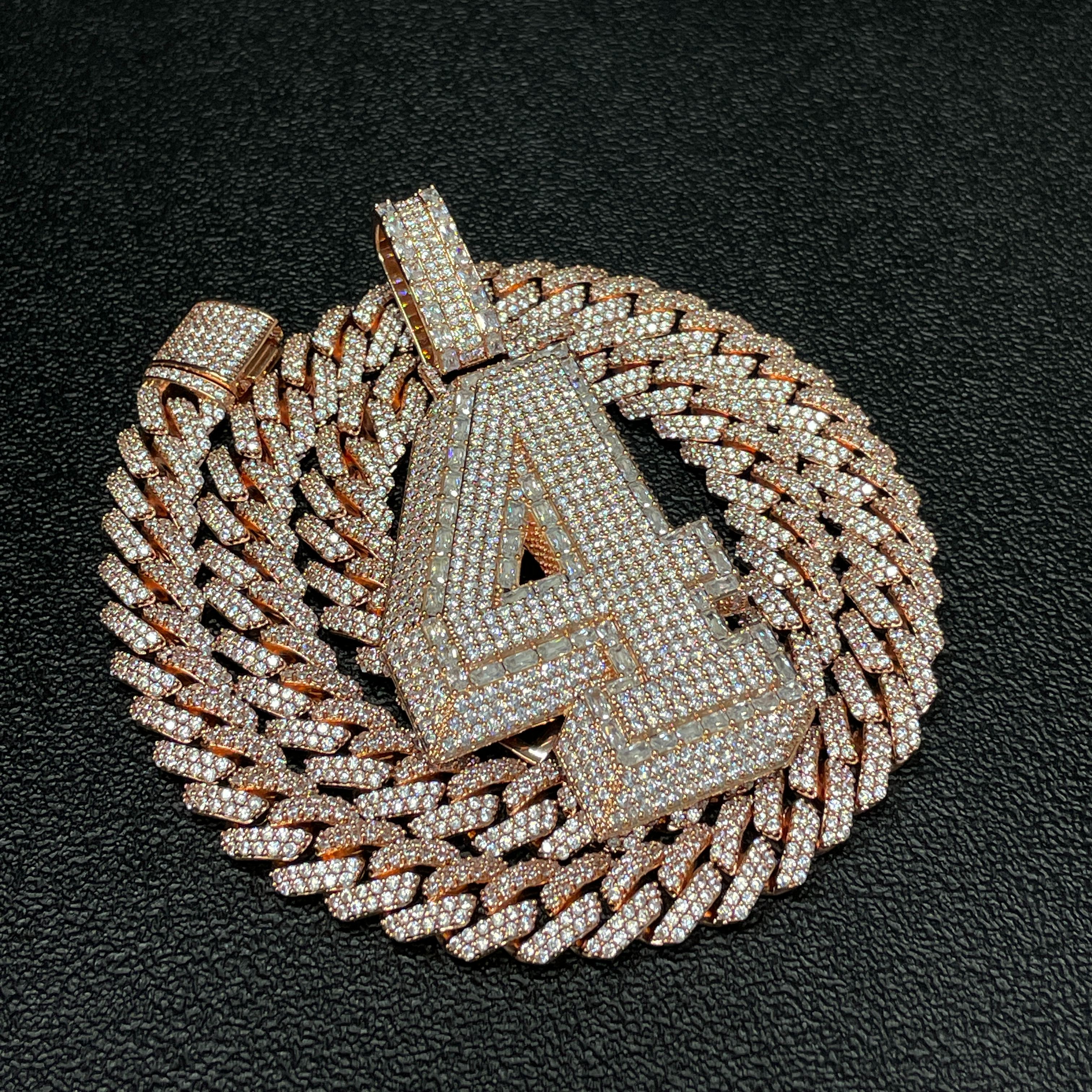 S925 Moissanite Baguette Number 4 Pendant