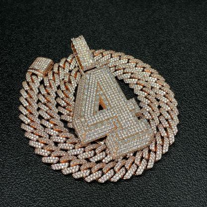 S925 Moissanite Baguette Number 4 Pendant