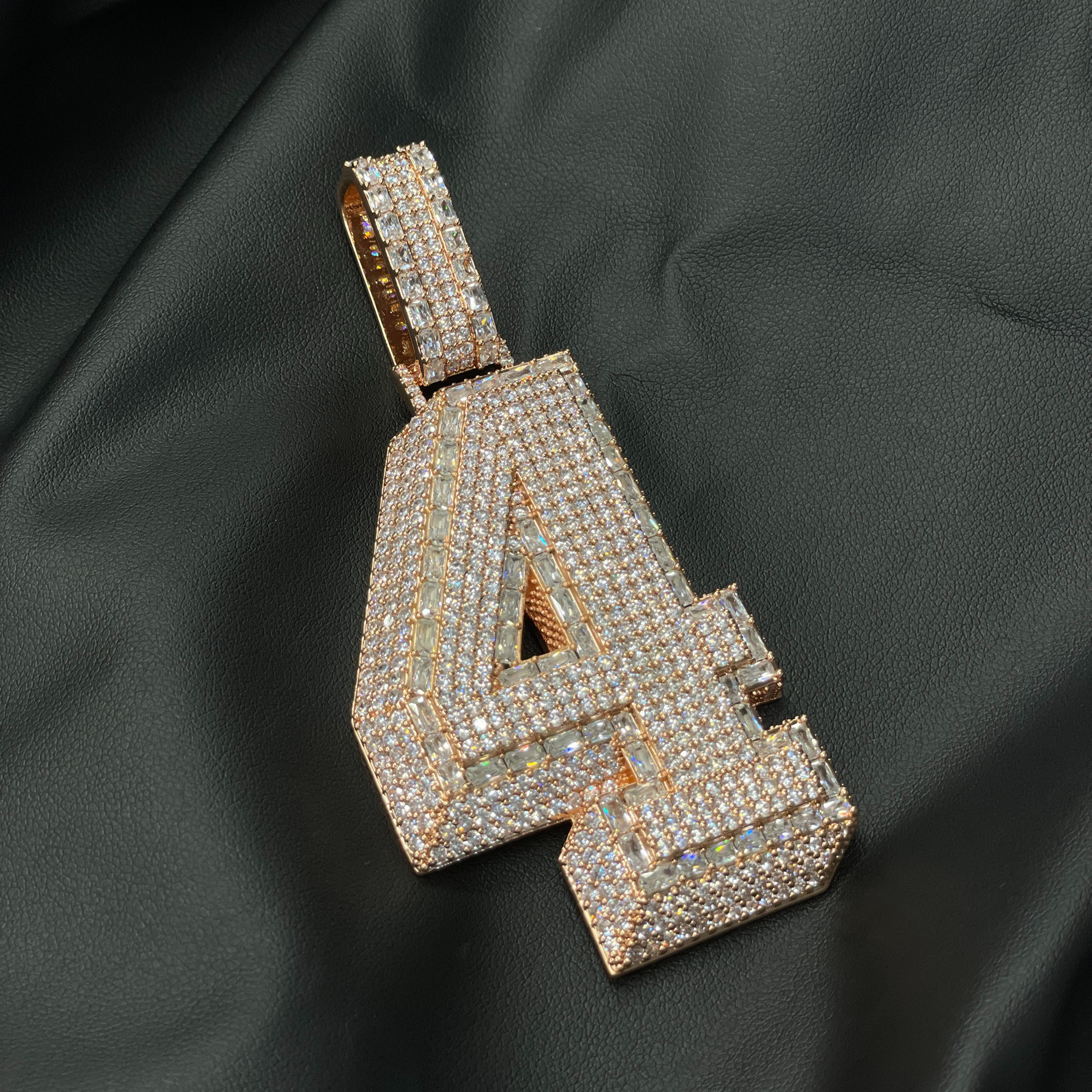 S925 Moissanite Baguette Number 4 Pendant
