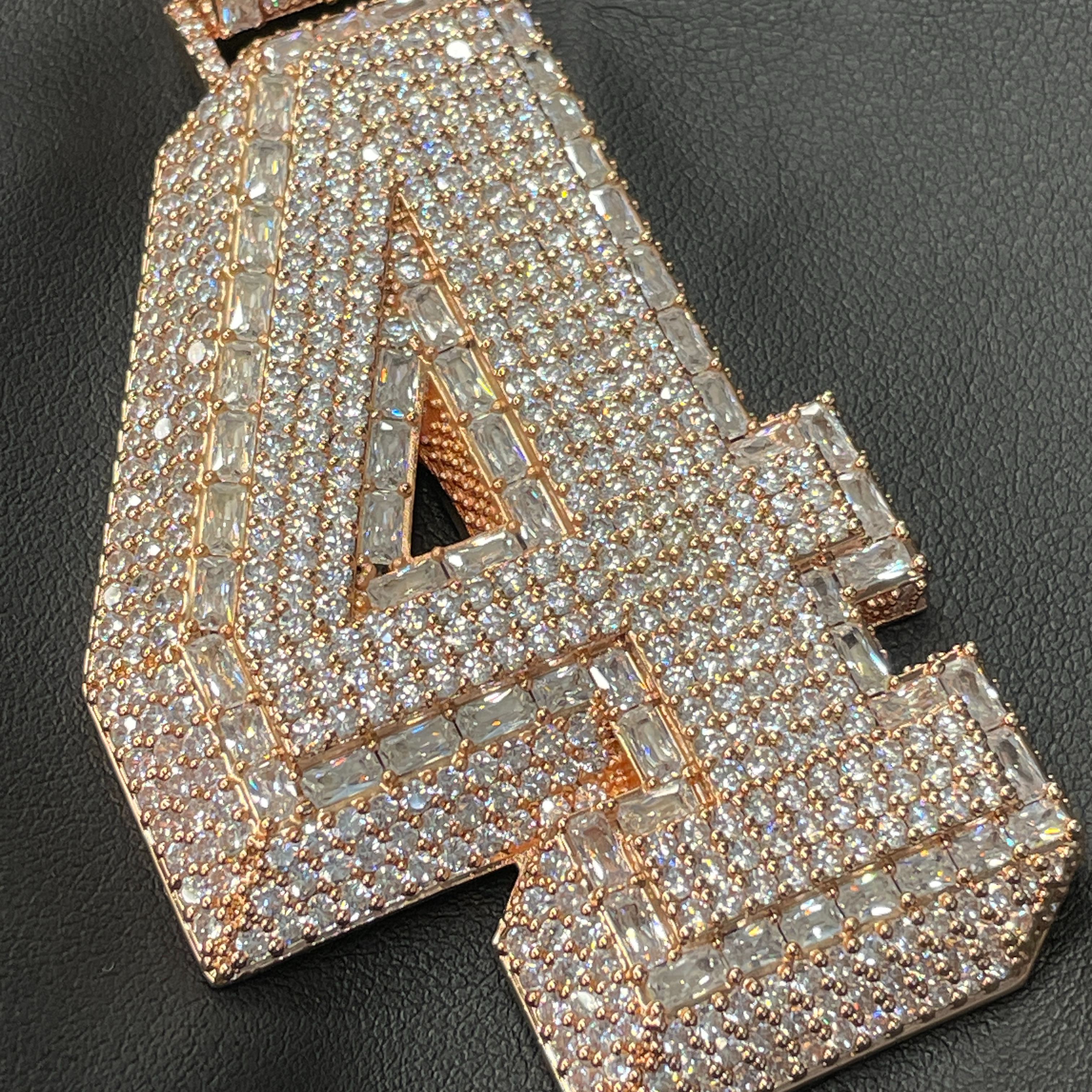 S925 Moissanite Baguette Number 4 Pendant