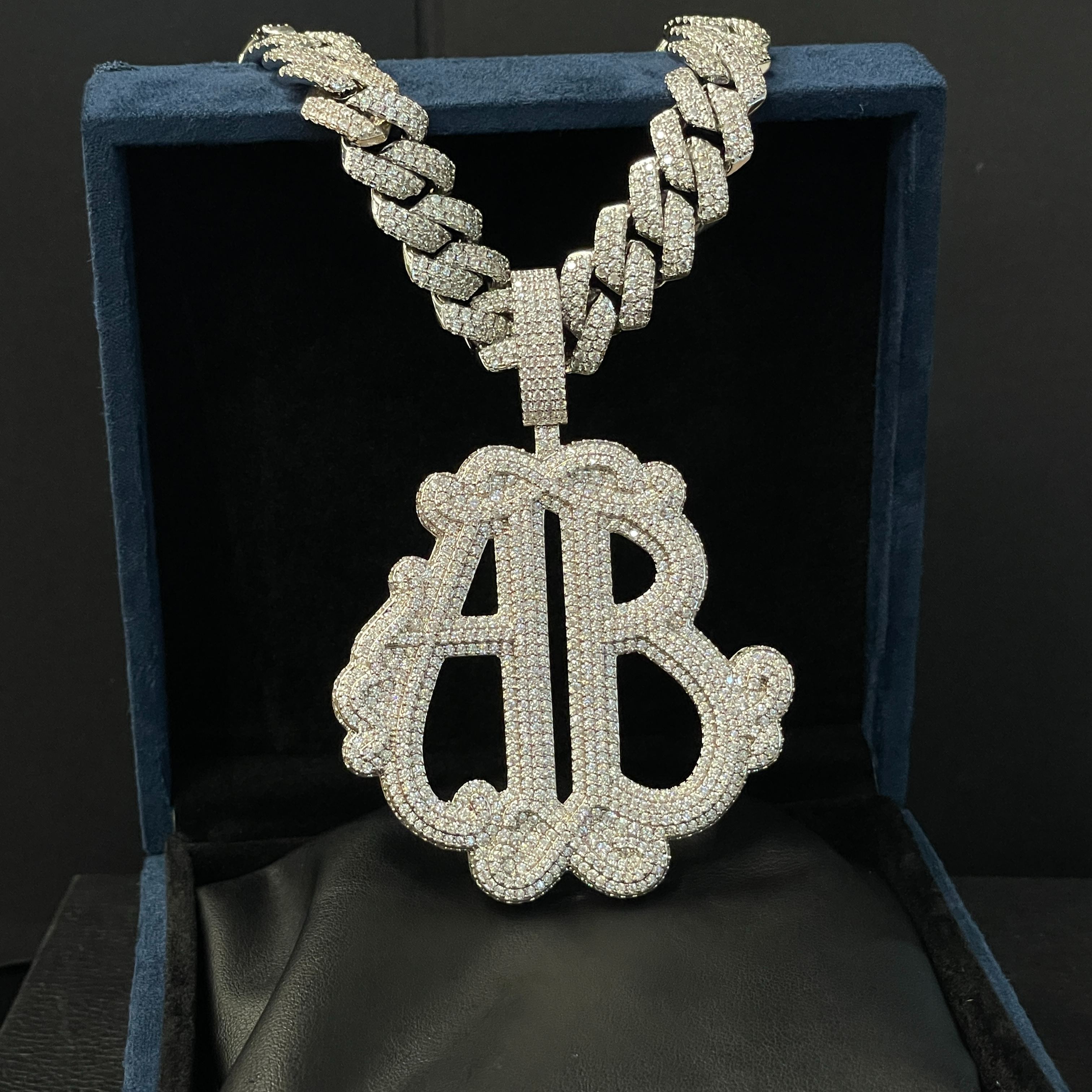 S925 Moissanite AB Letter Pendant