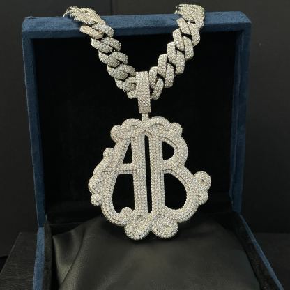 S925 Moissanite AB Letter Pendant