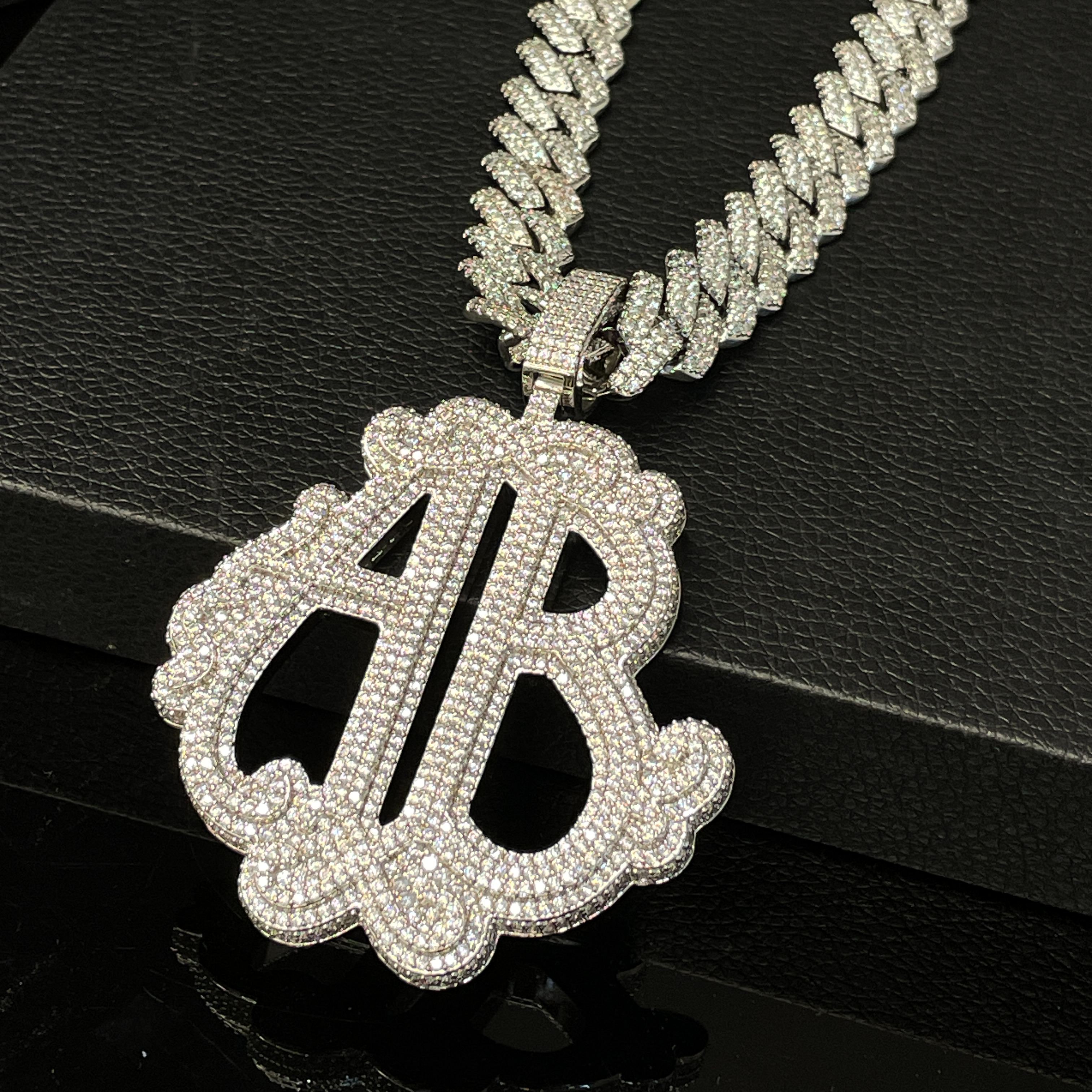 S925 Moissanite AB Letter Pendant