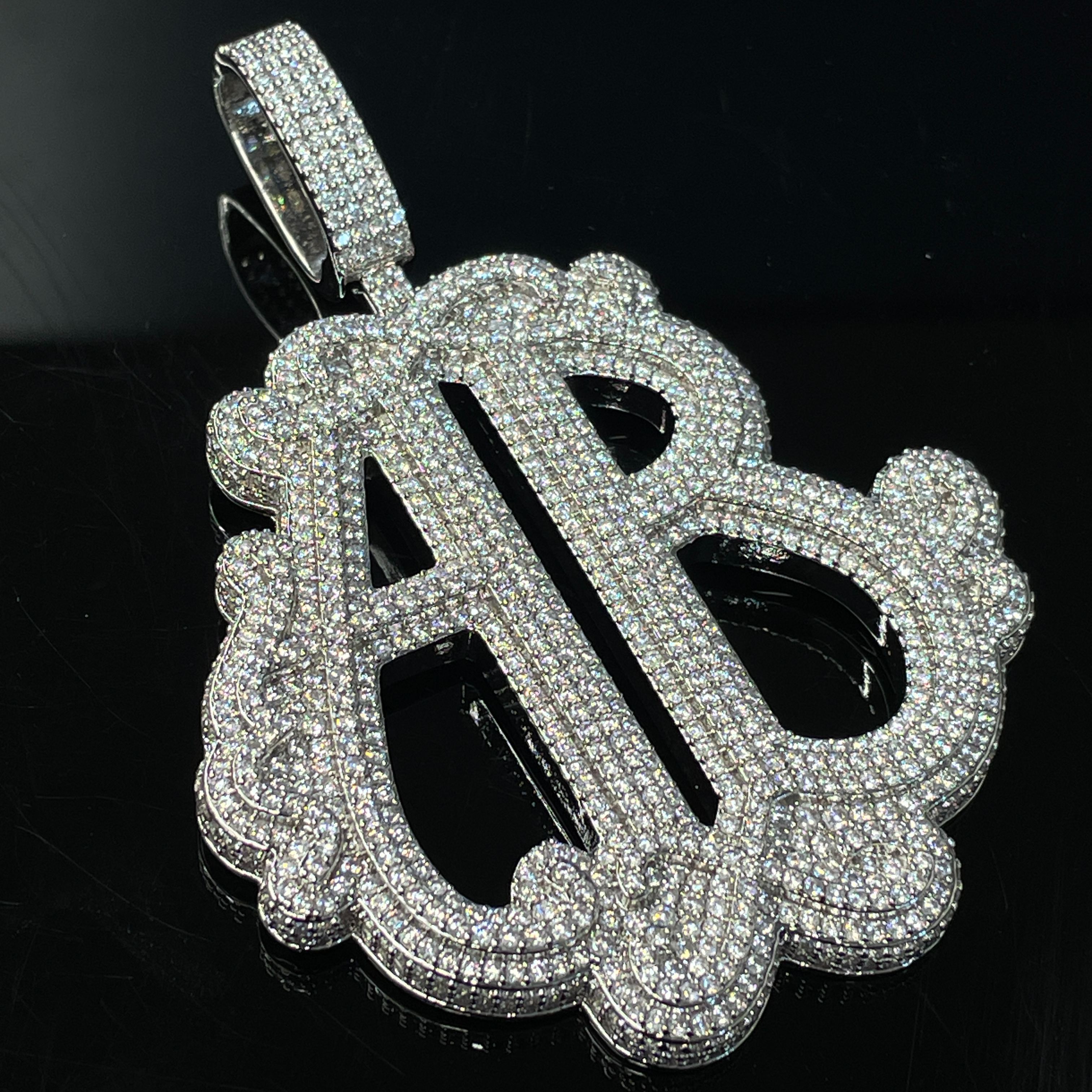 S925 Moissanite AB Letter Pendant