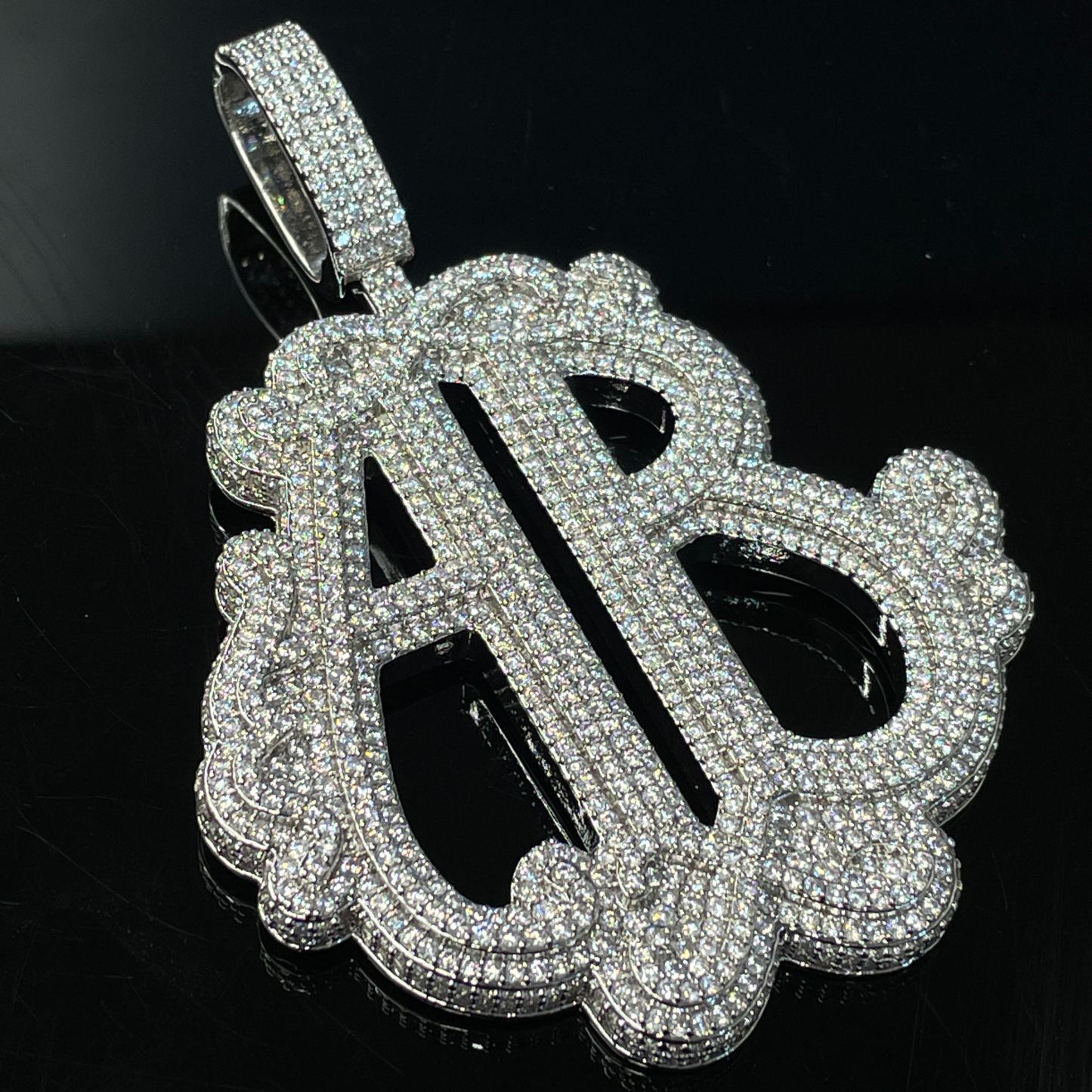 S925 Moissanite AB Letter Pendant