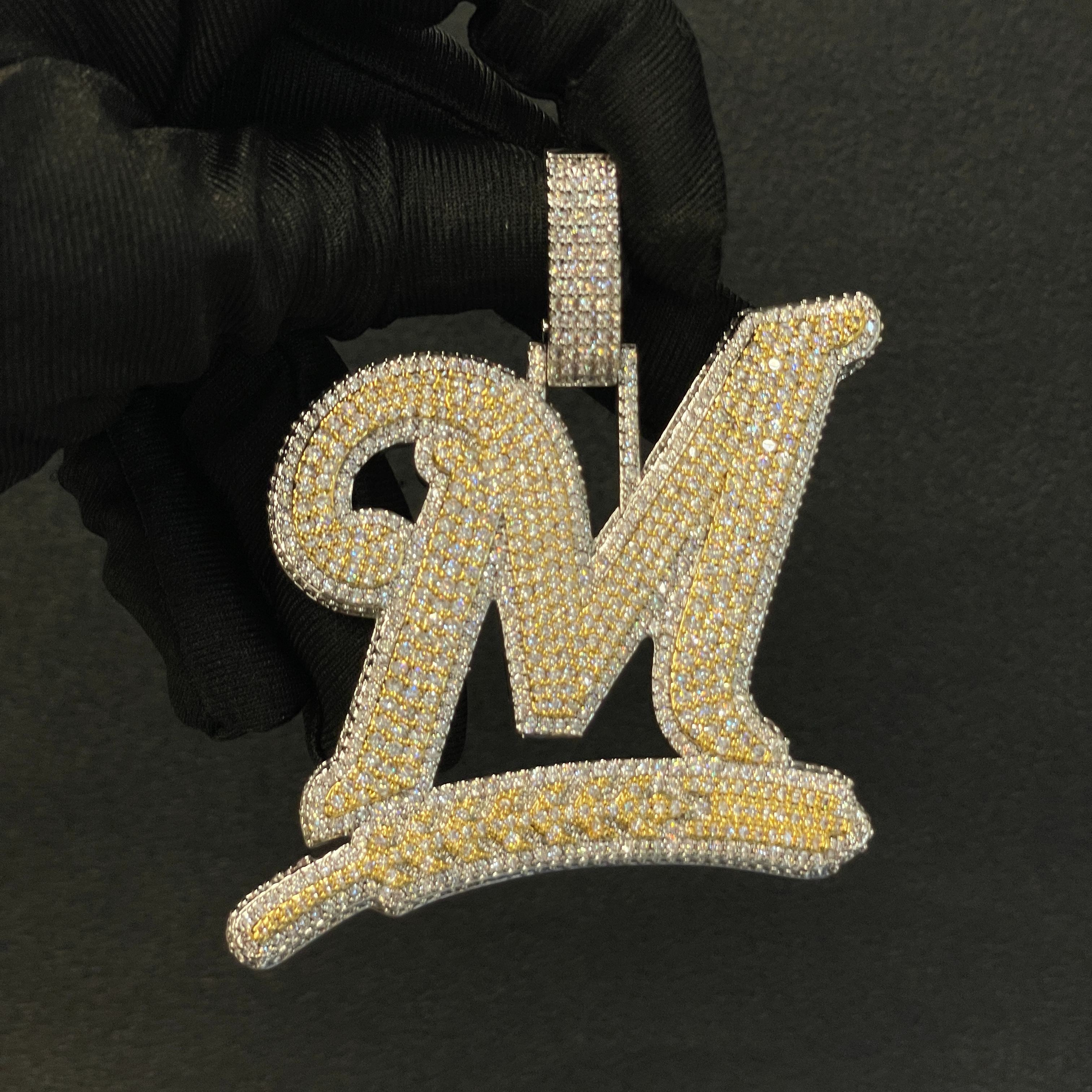 Moissanite Letter Wheat Ear Design Pendant