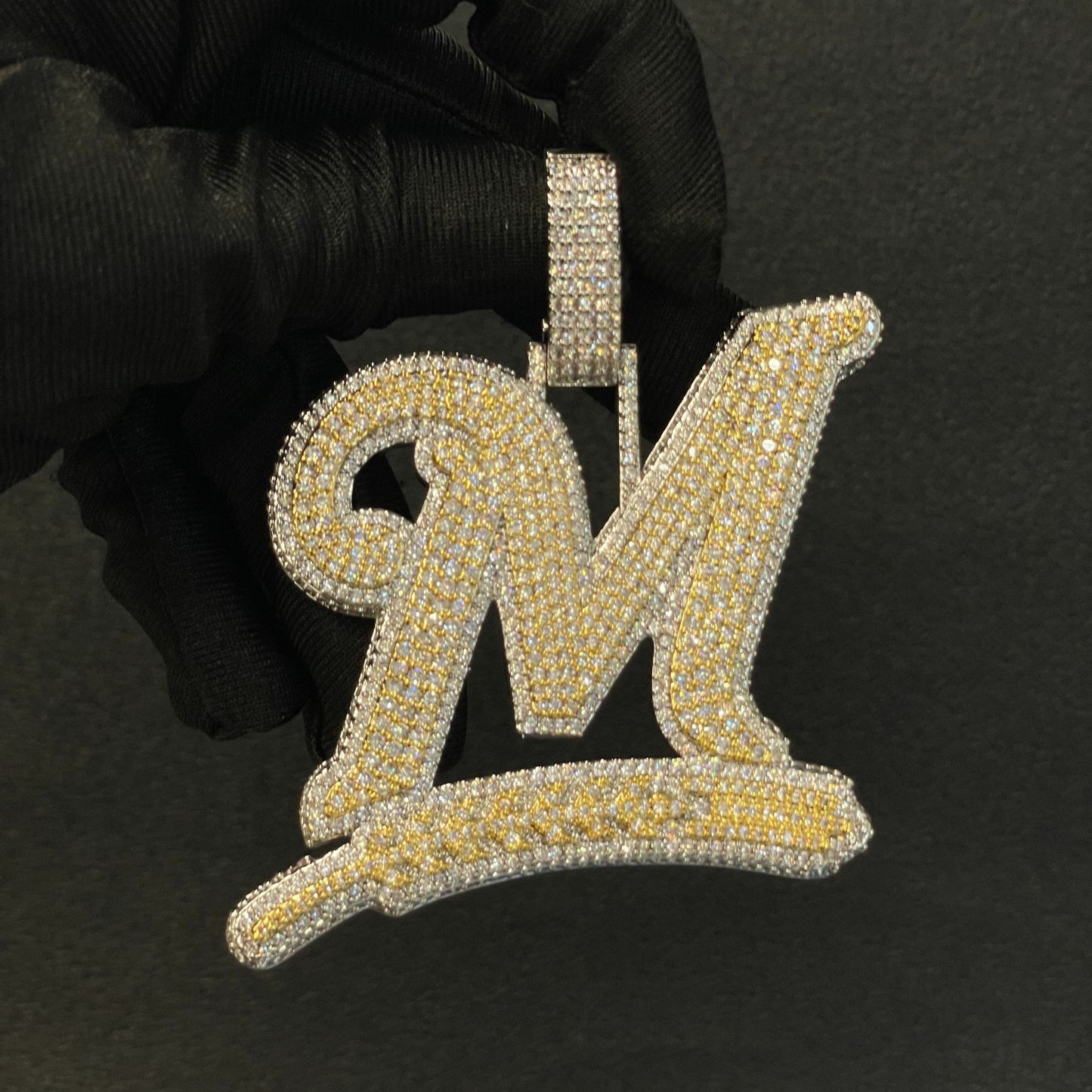 Moissanite Letter Wheat Ear Design Pendant