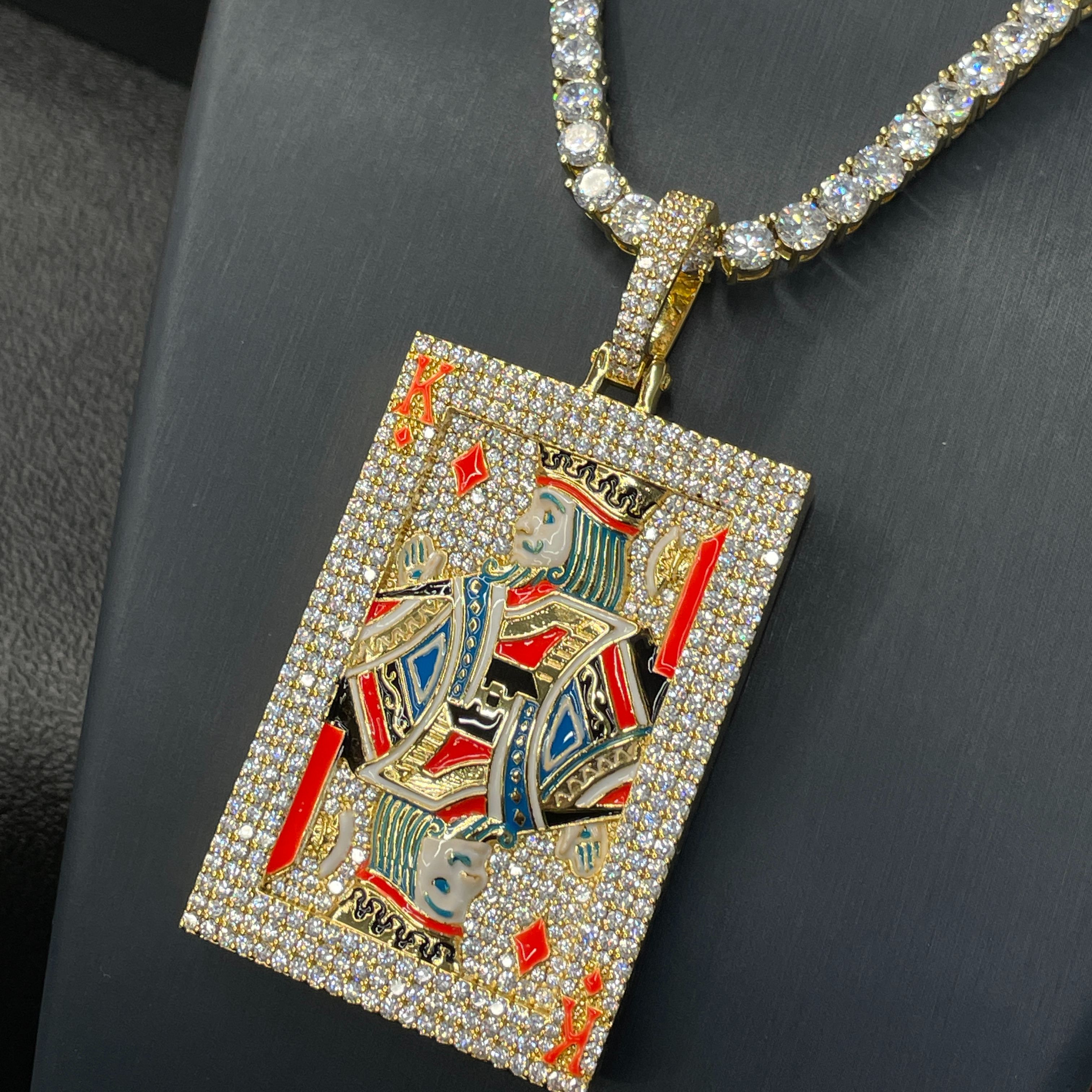 Custom King of Moissanite Enamel Pendant