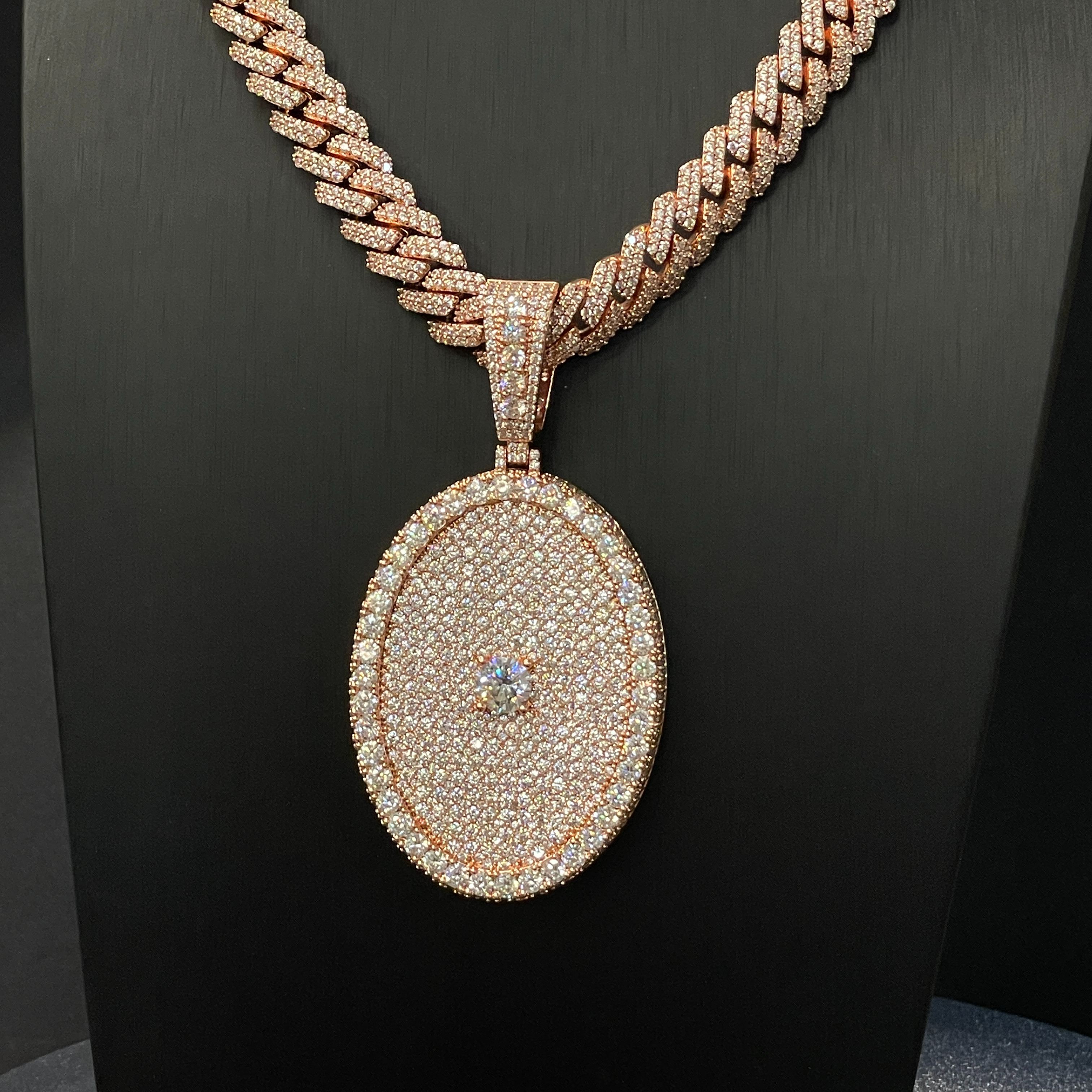 Custom Oval a Half Carat Center Stone Moissanite Setting Pendant