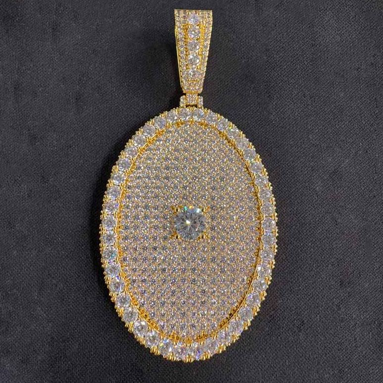 Custom Oval a Half Carat Center Stone Moissanite Setting Pendant