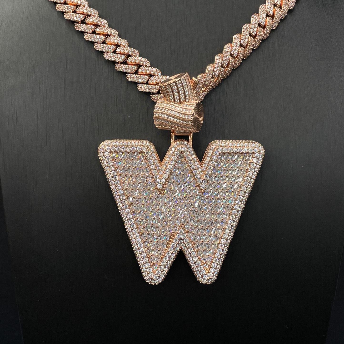 Moissanite Baguette Letter W Pendant