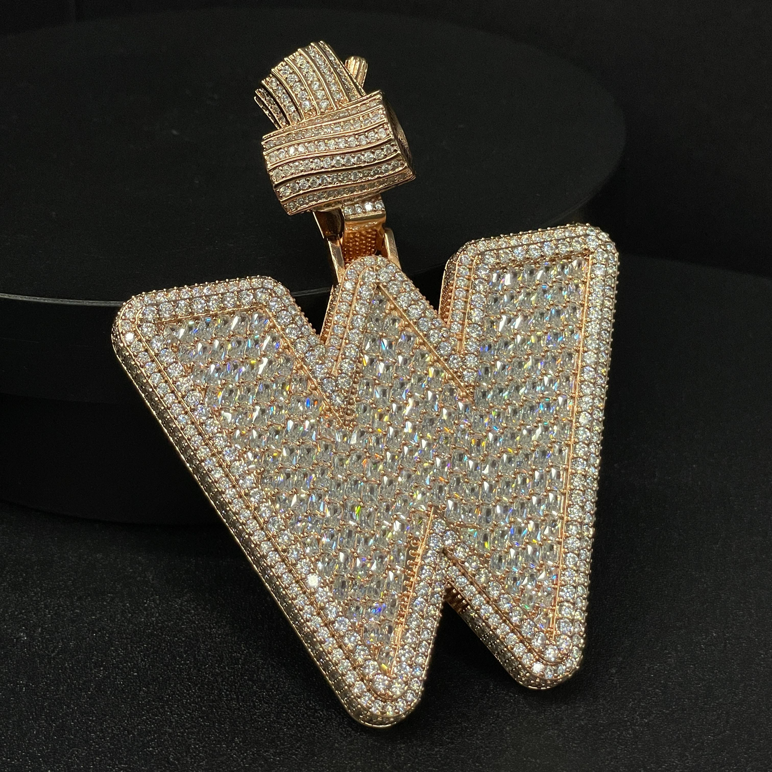 Moissanite Baguette Letter W Pendant
