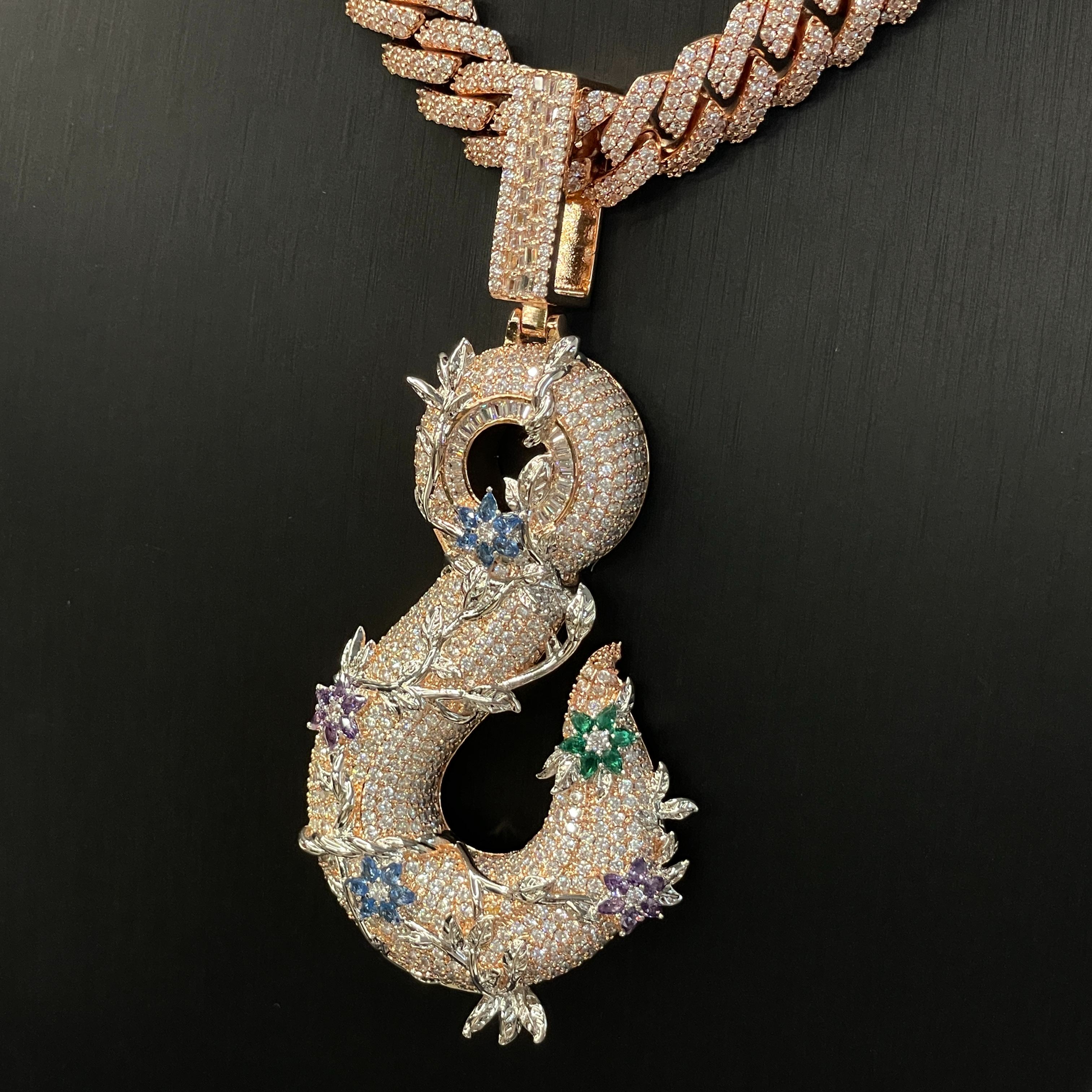 Moissanite Hip Hop Fishhook Pendant