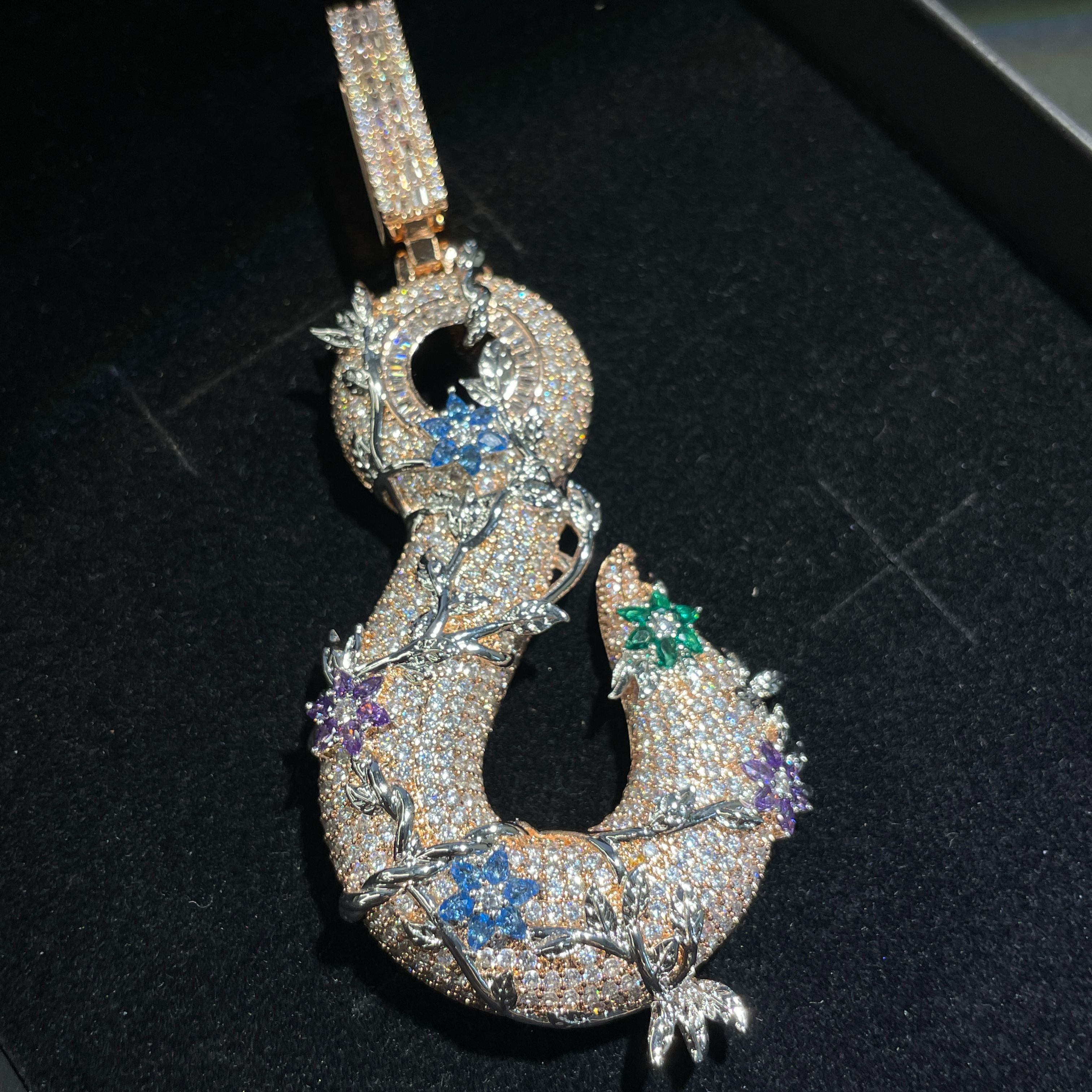 Moissanite Hip Hop Fishhook Pendant