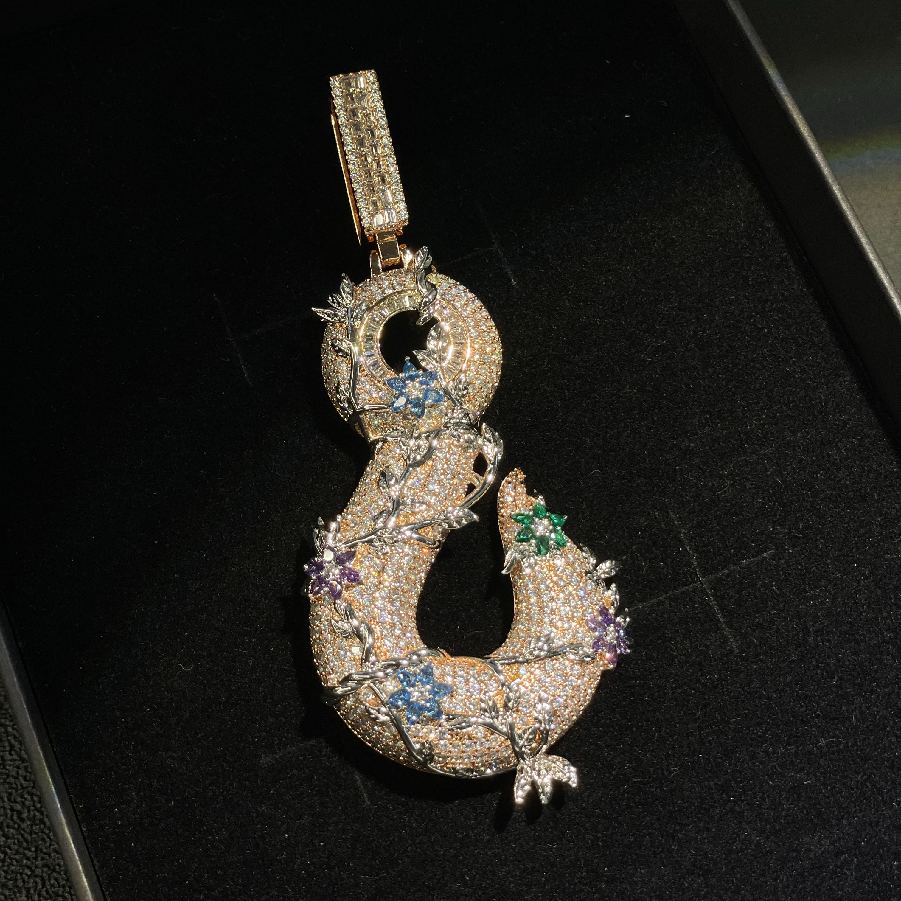 Moissanite Hip Hop Fishhook Pendant