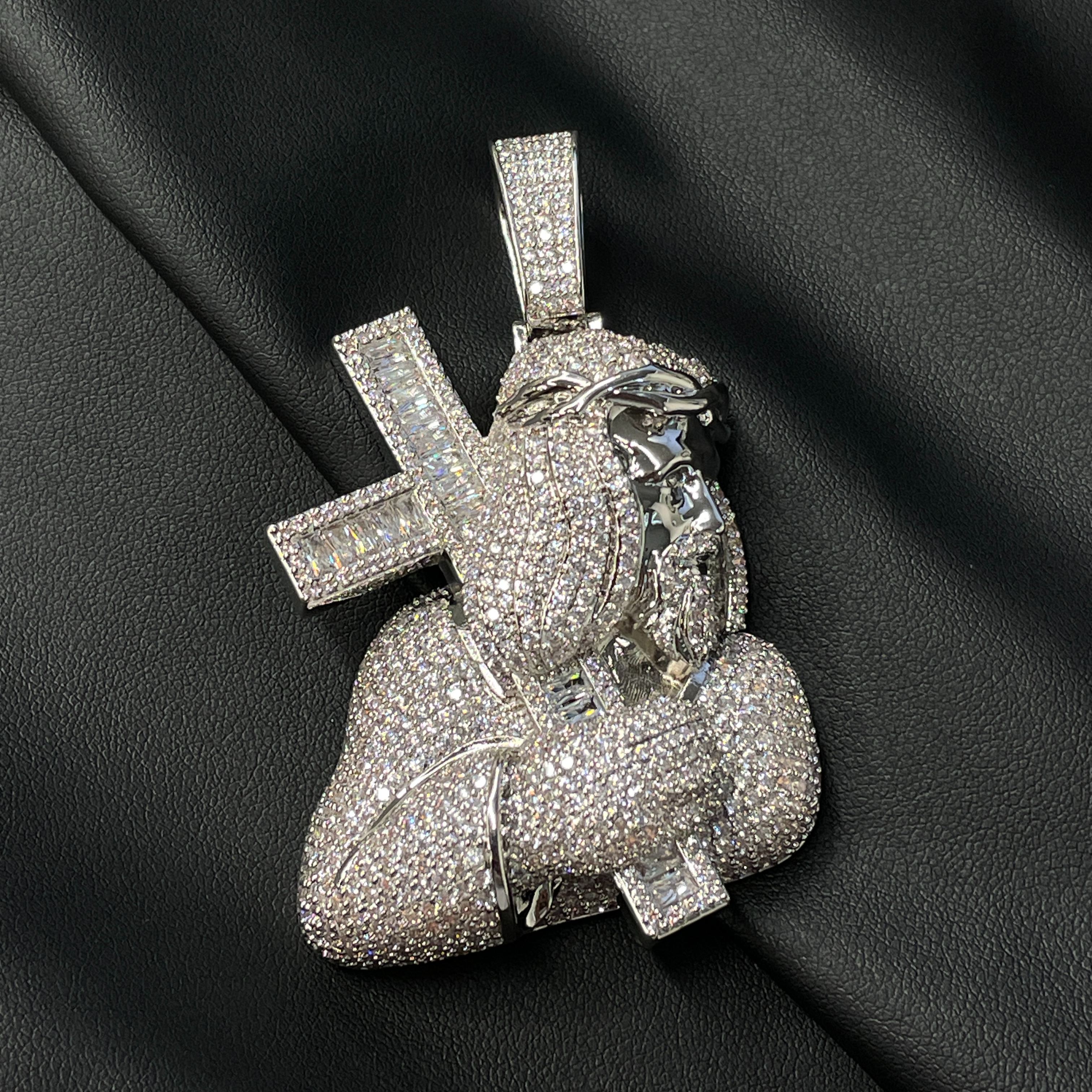 Custom Ice Out Jesus Cross Pendant 5mm Tennis Chain