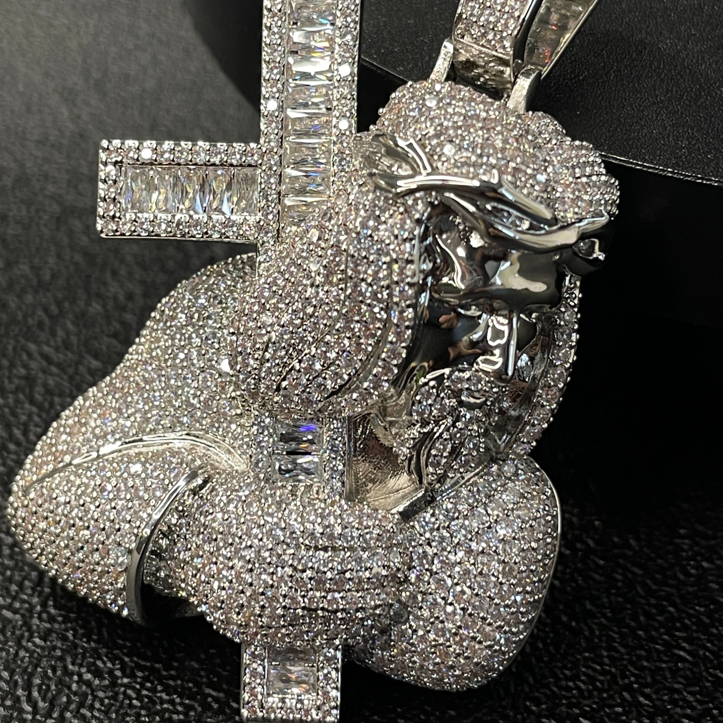 Custom Ice Out Jesus Cross Pendant 5mm Tennis Chain