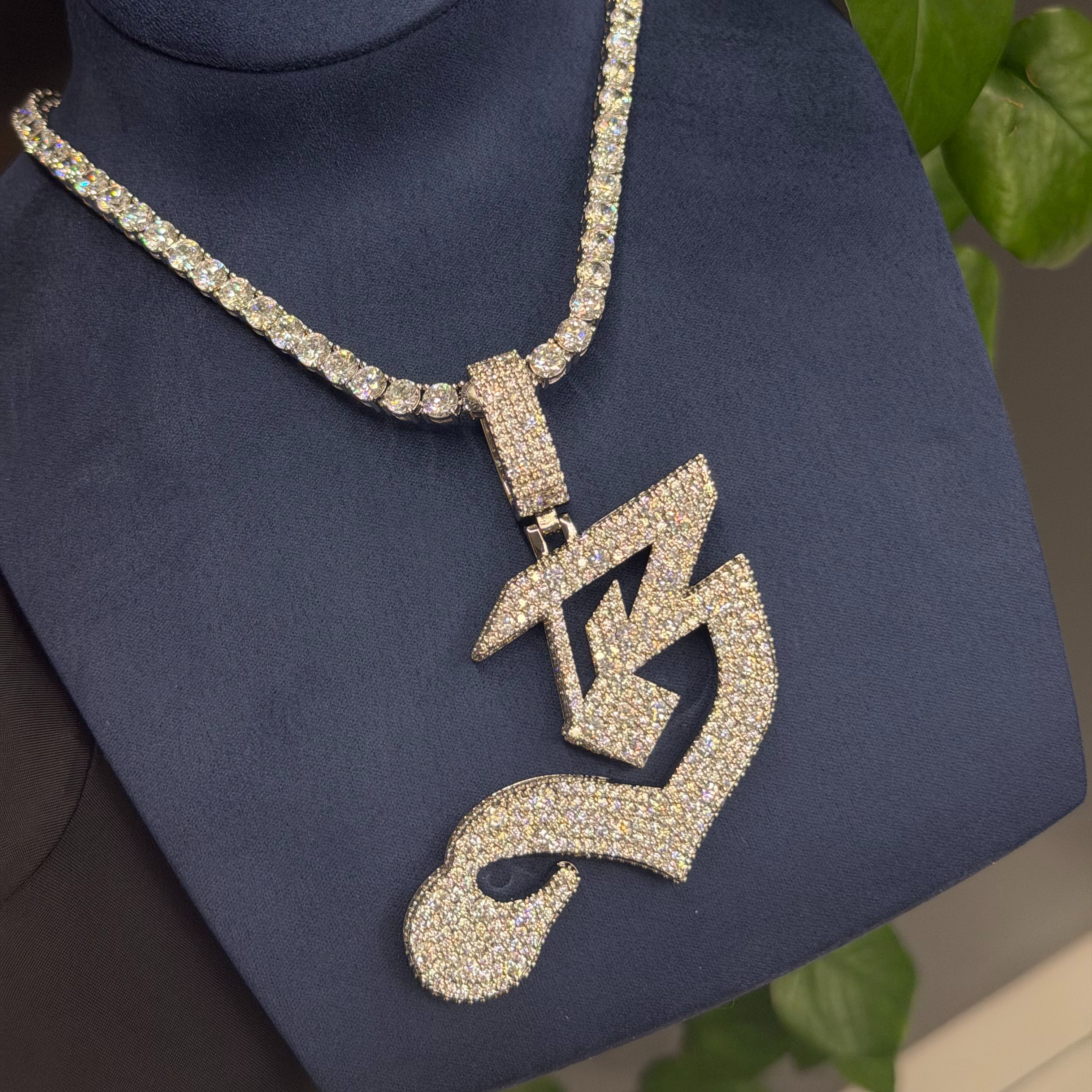 S925 Moissanite Letter 'B' Pendant