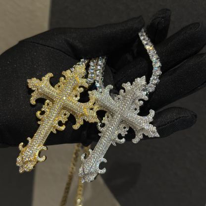 S925 Moissanite Vine Cross Pendant