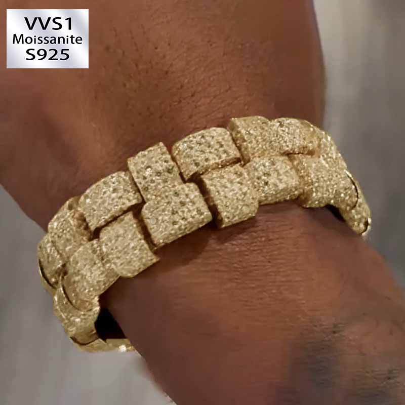 Moissanite Block Double Row Baguette Bracelet