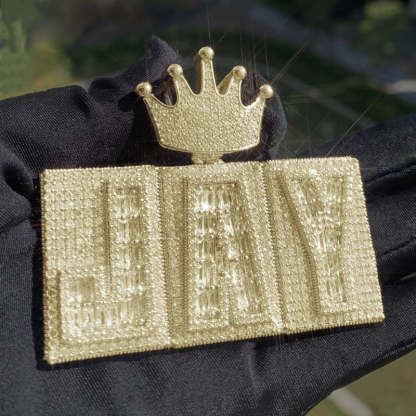 Moissanite Hip-Hop Crown Buckle Rectangular Letter Custom Pendant