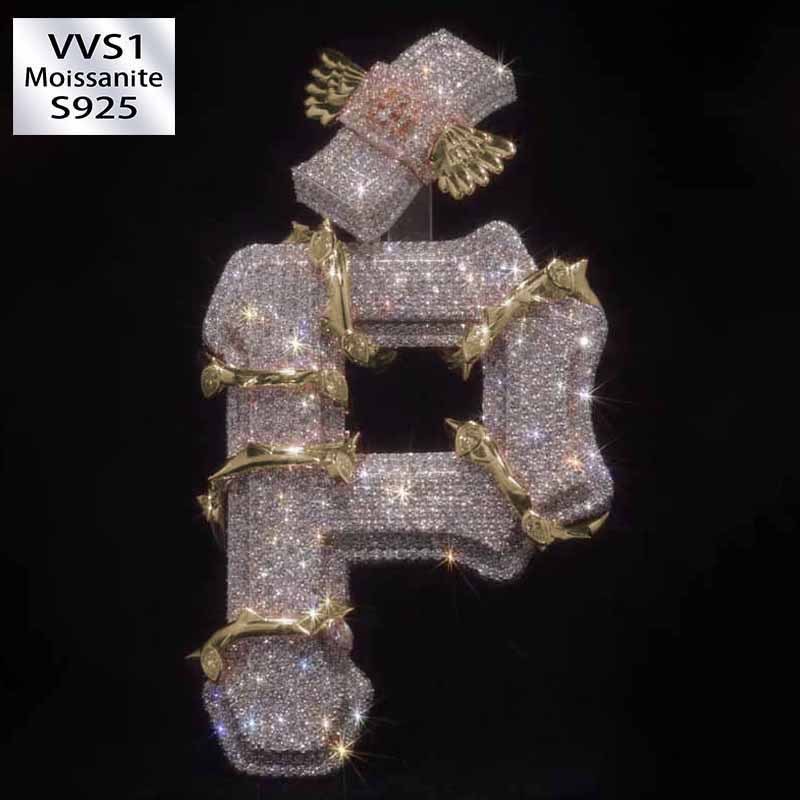 S925 Moissanite Vine Letter P Pendant