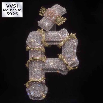 S925 Moissanite Vine Letter P Pendant