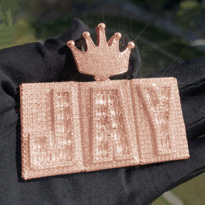 Moissanite Hip-Hop Crown Buckle Rectangular Letter Custom Pendant