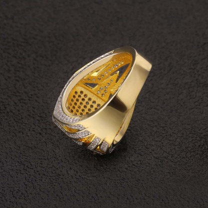 Diamond CZ Platform Mens Ring in 14K Gold KRKC