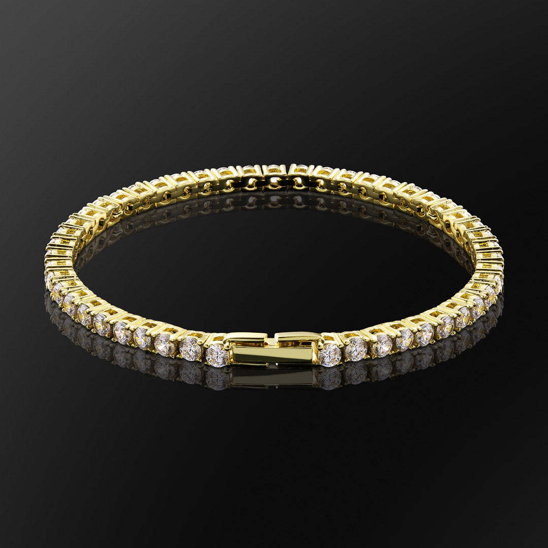 3mm CZ Diamond Tennis Bracelet for Men in 14K Gold KRKC