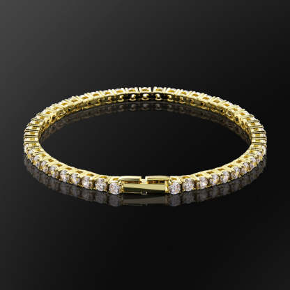 3mm CZ Diamond Tennis Bracelet for Men in 14K Gold KRKC