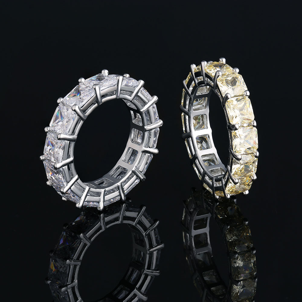 Tennis CZ Diamond Ring for Men White Gold& Yellow Gold KRKC