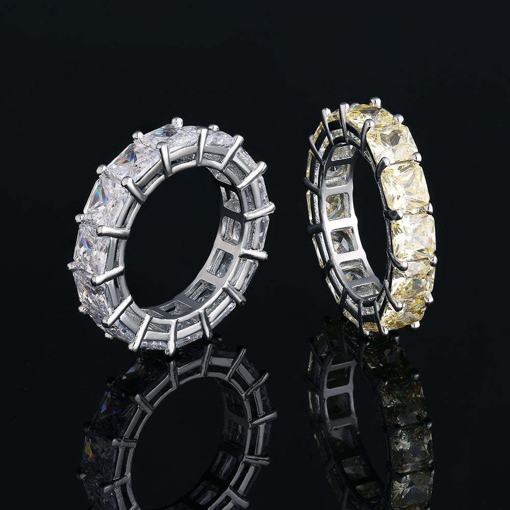 Tennis CZ Diamond Ring for Men White Gold& Yellow Gold KRKC