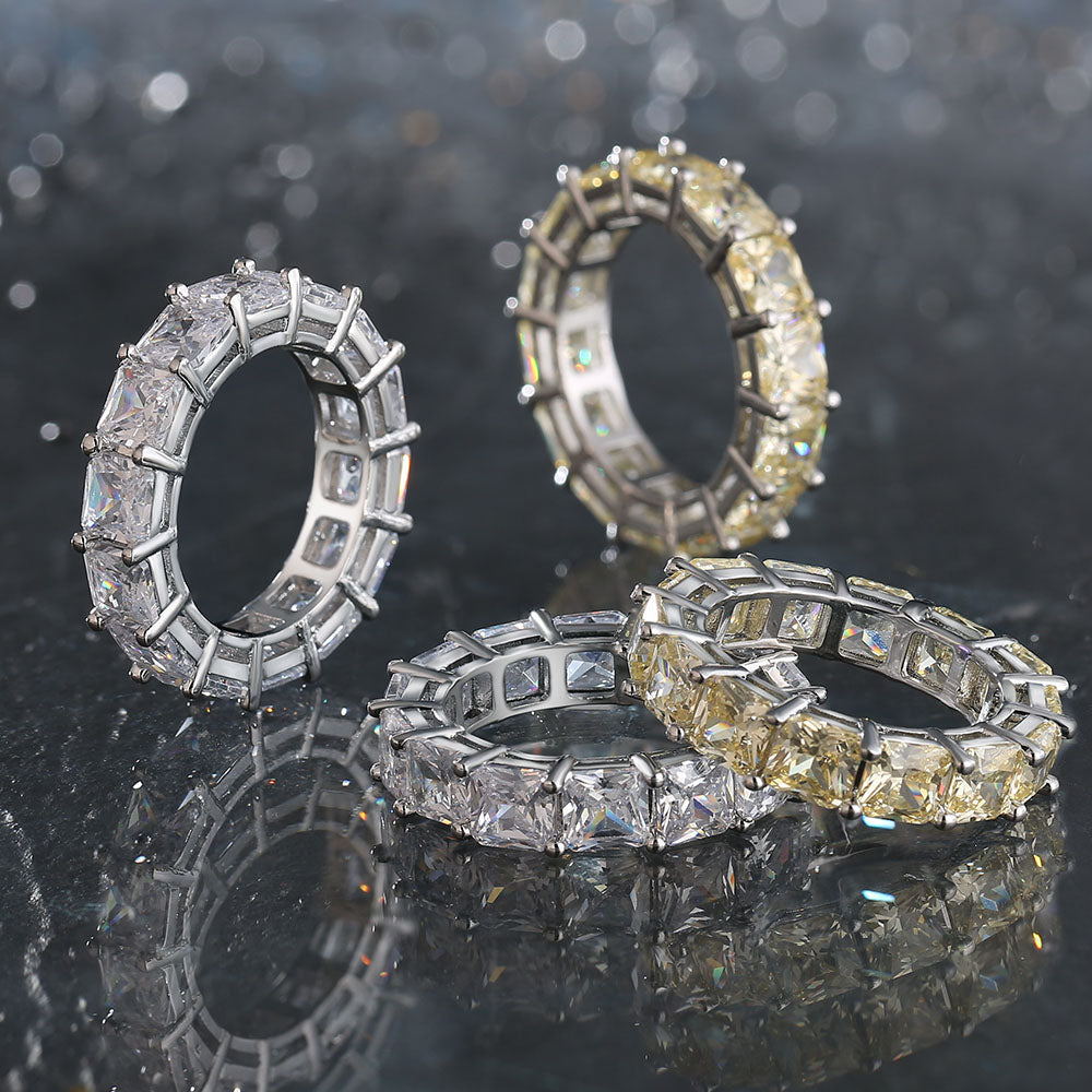 Tennis CZ Diamond Ring for Men White Gold& Yellow Gold KRKC