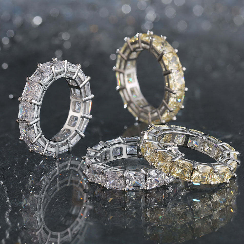 Tennis CZ Diamond Ring for Men White Gold& Yellow Gold KRKC