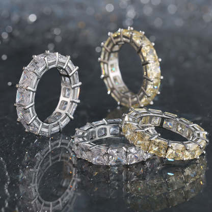 Tennis CZ Diamond Ring for Men White Gold& Yellow Gold KRKC