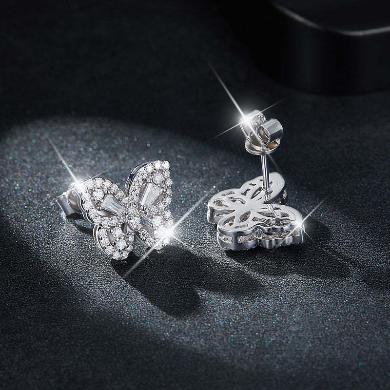 S925 Moissanite Butterfly Stud Earring