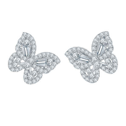 S925 Moissanite Butterfly Stud Earring