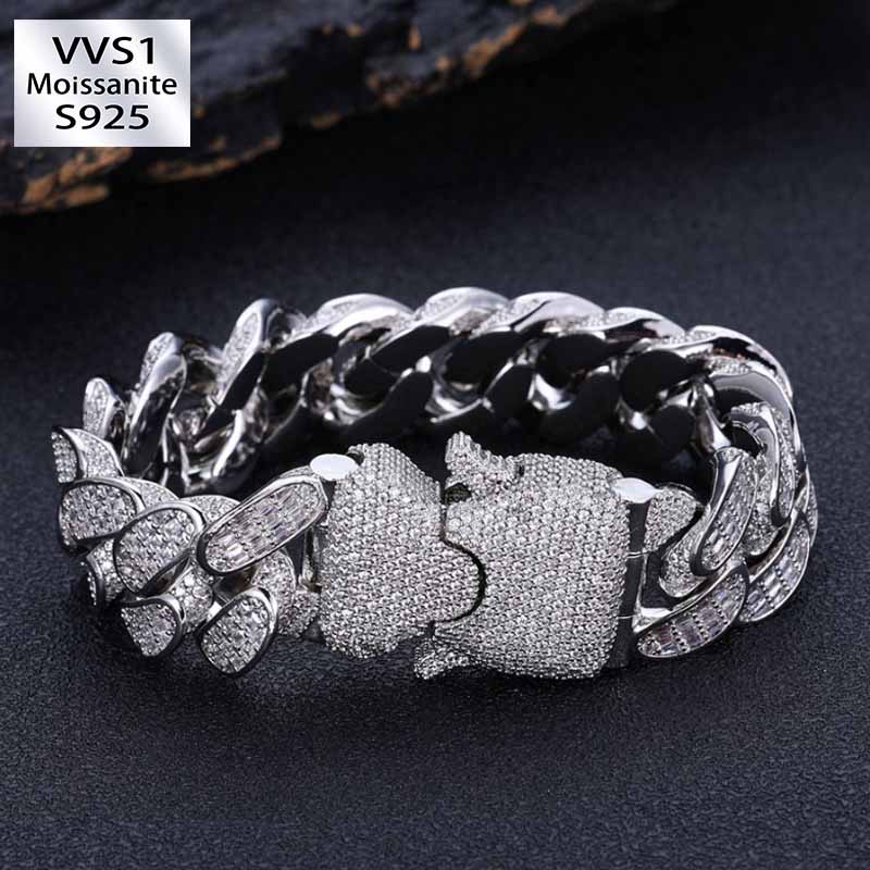 18mm Moissanite Exquisite Cuban Interface Bracelet