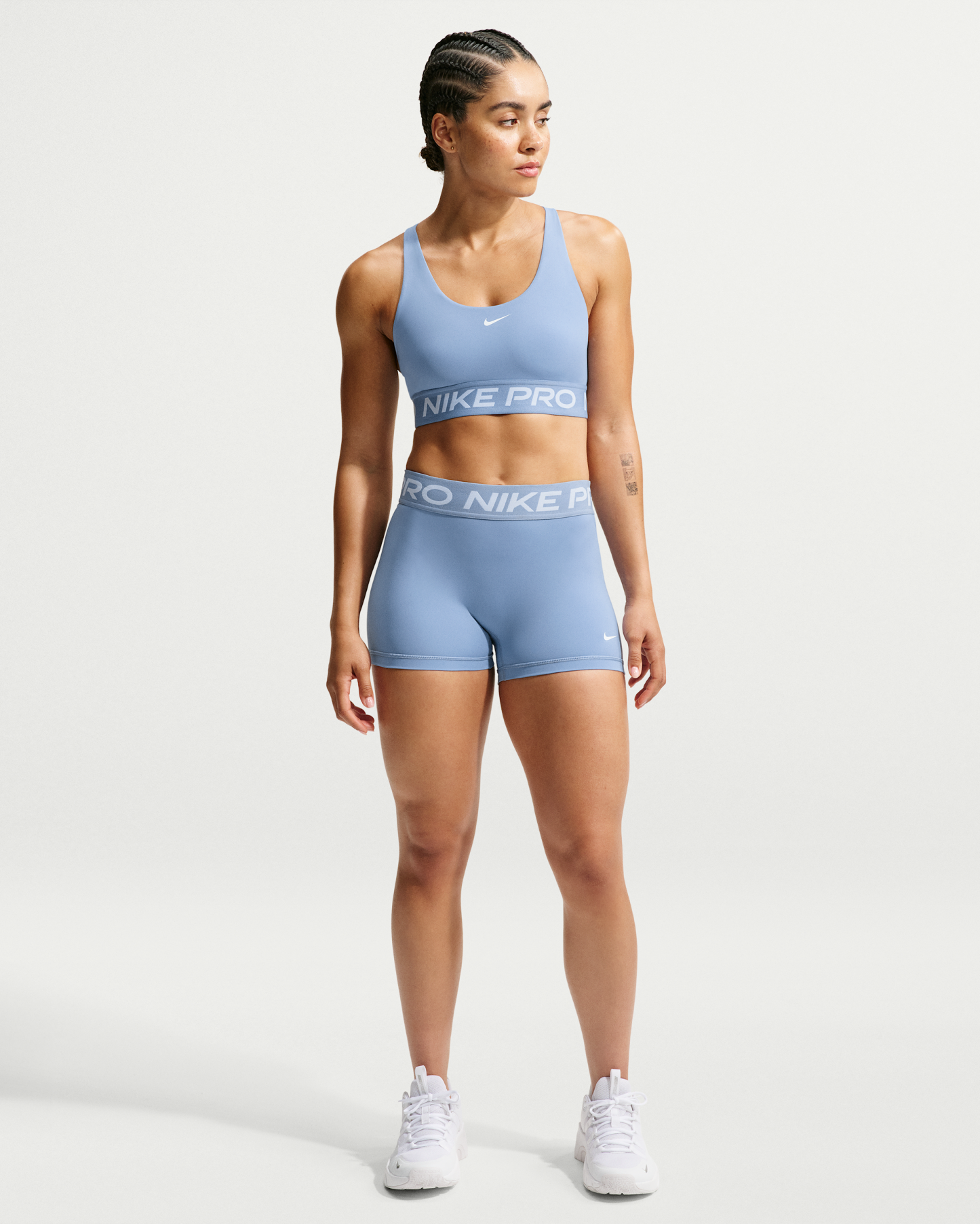 Nike Pro Women's Mid-Rise 7.5cm (approx.) Biker Shorts - Work Blue/White - View 1