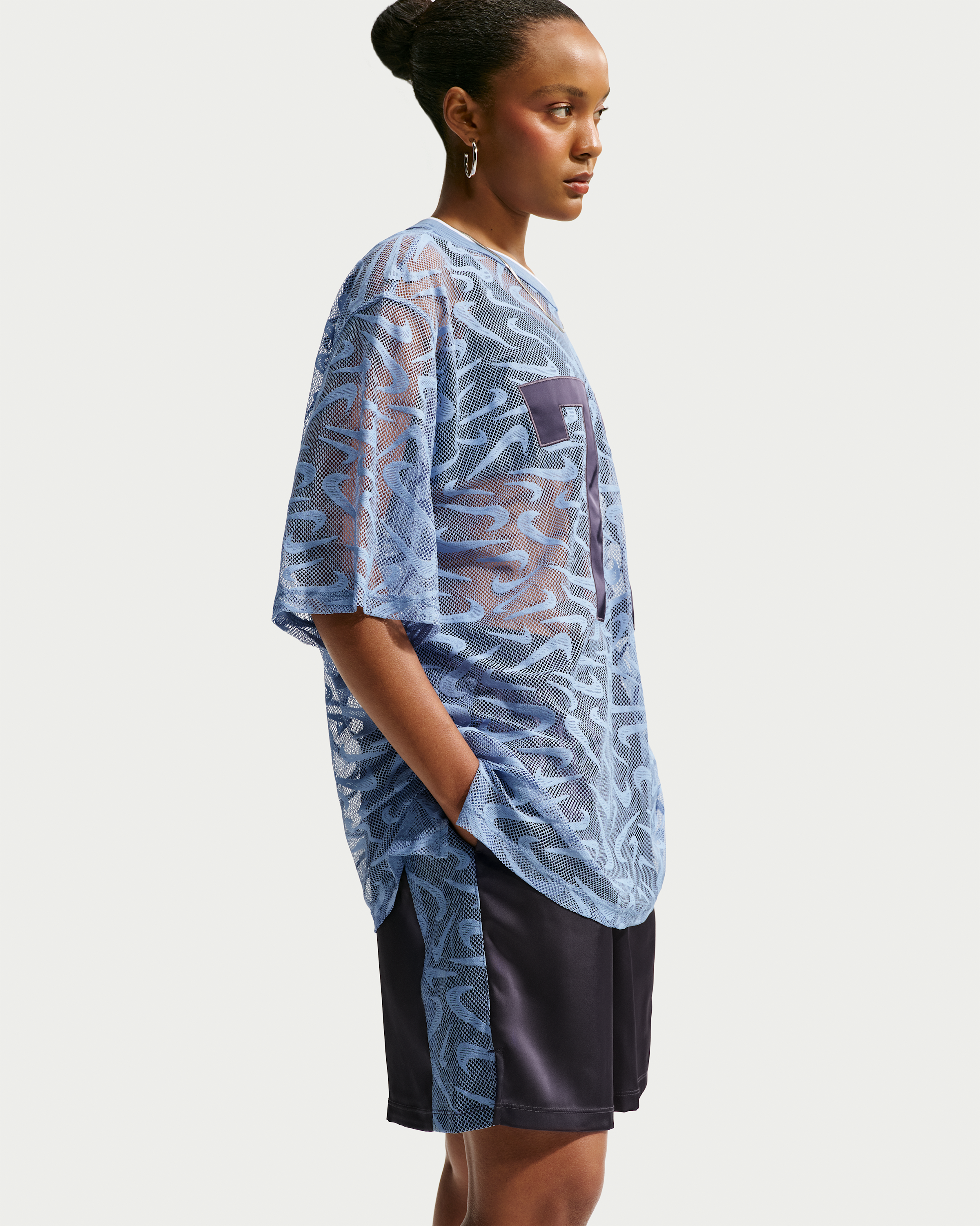 Nike Sportswear Chill Lace Women's Oversized Jersey - Work Blue/Gridiron/White - View 3