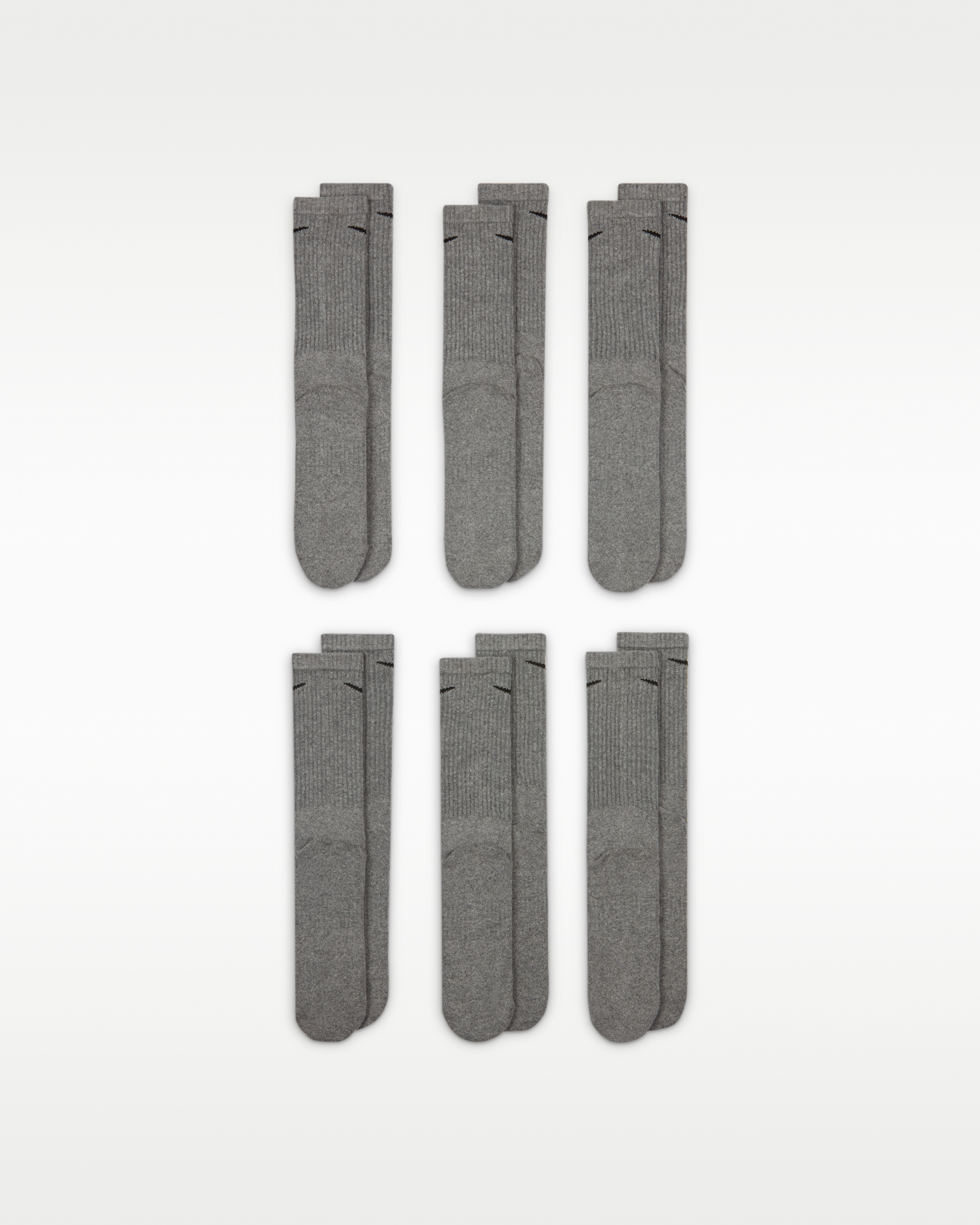 Nike Everyday Cushioned Training Crew Socks (6 Pairs) - Carbon Heather/Black - View 3