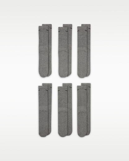 Nike Everyday Cushioned Training Crew Socks (6 Pairs) - Carbon Heather/Black - View 3