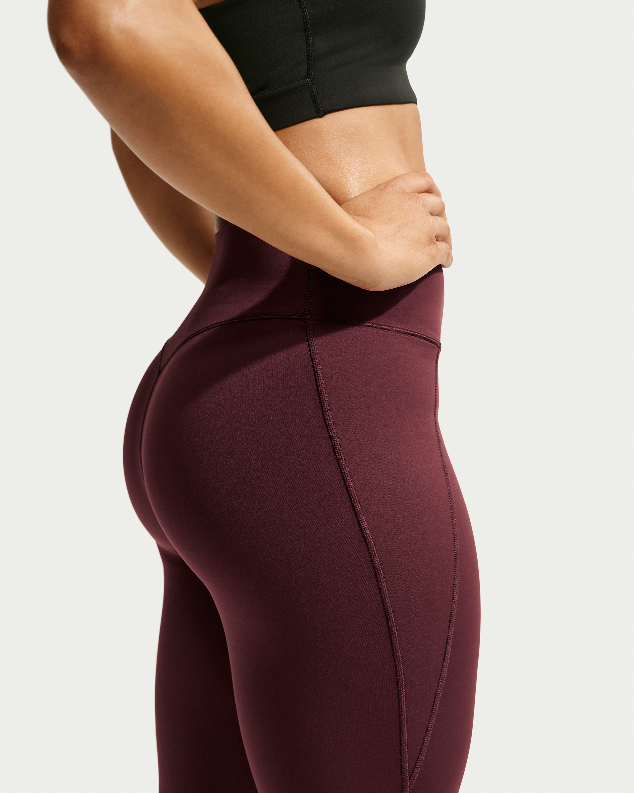 Nike Universa Women's High-Waisted Full-Length Leggings with No Front Seam - Mystic Dates/Mystic Dates/Burgundy Crush - View 3