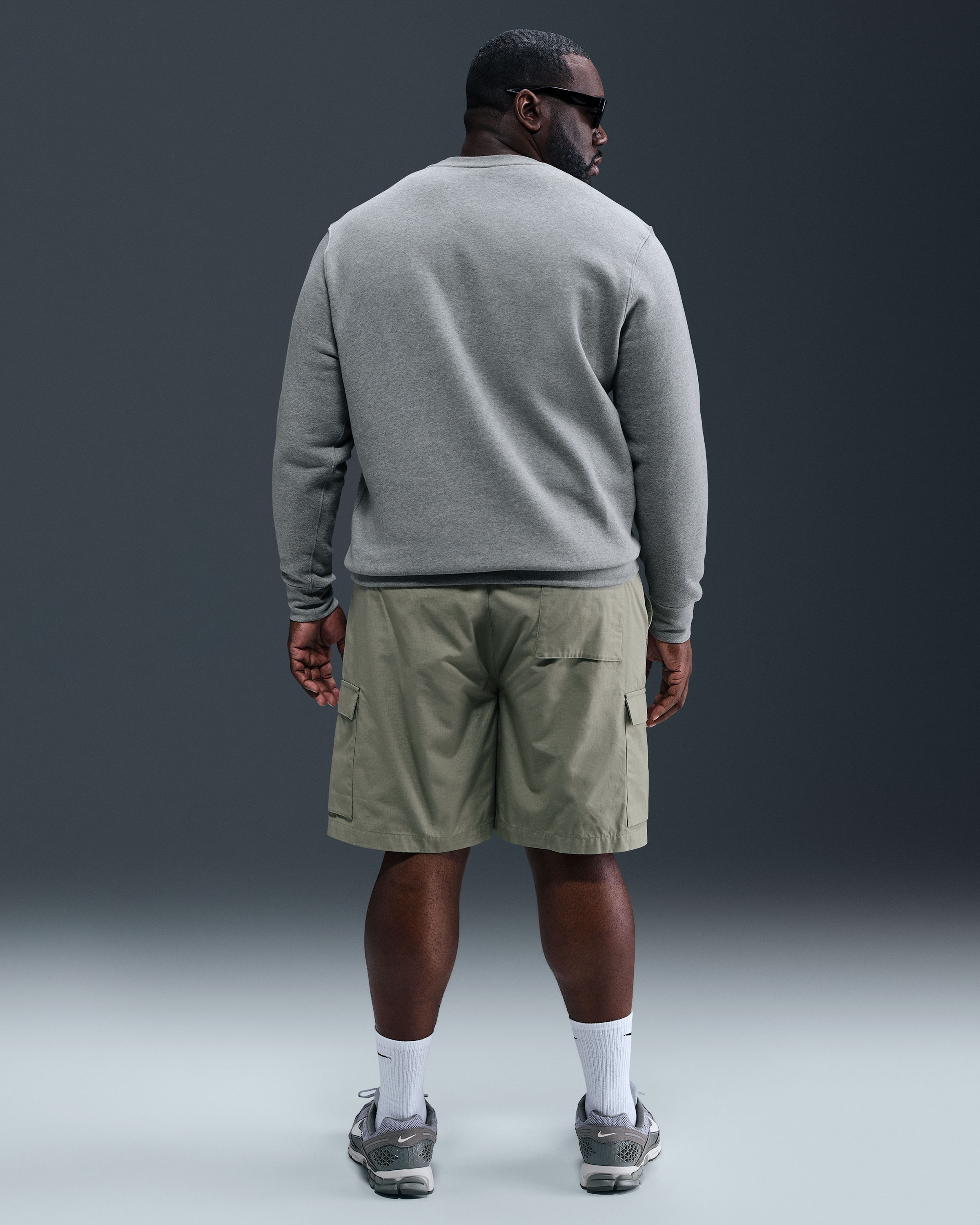 Nike Club Men's Fleece Crew - Dark Grey Heather/White - View 10