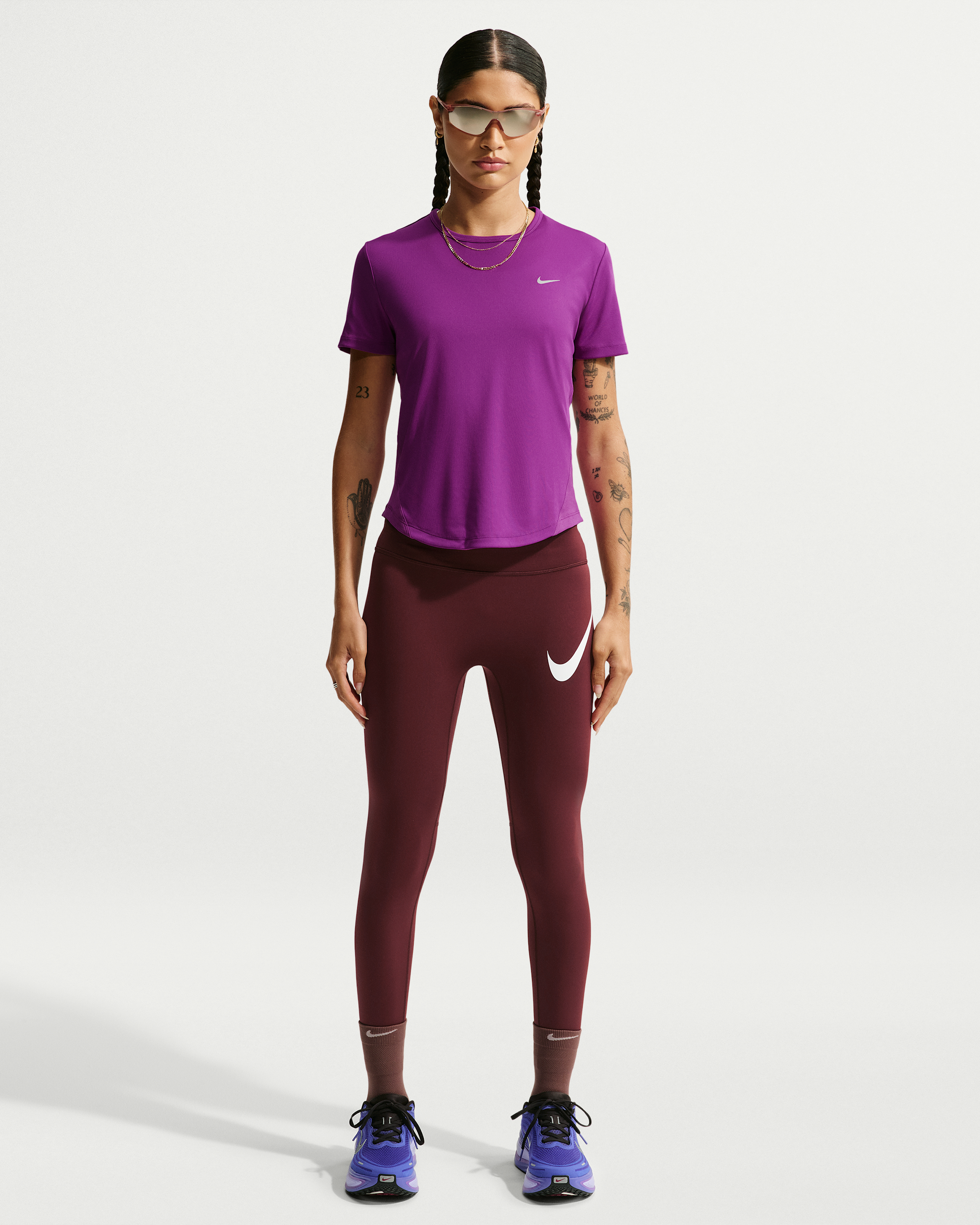 Nike Tempo Women's Dri-FIT Short-Sleeve Running Top - Bold Berry - View 4