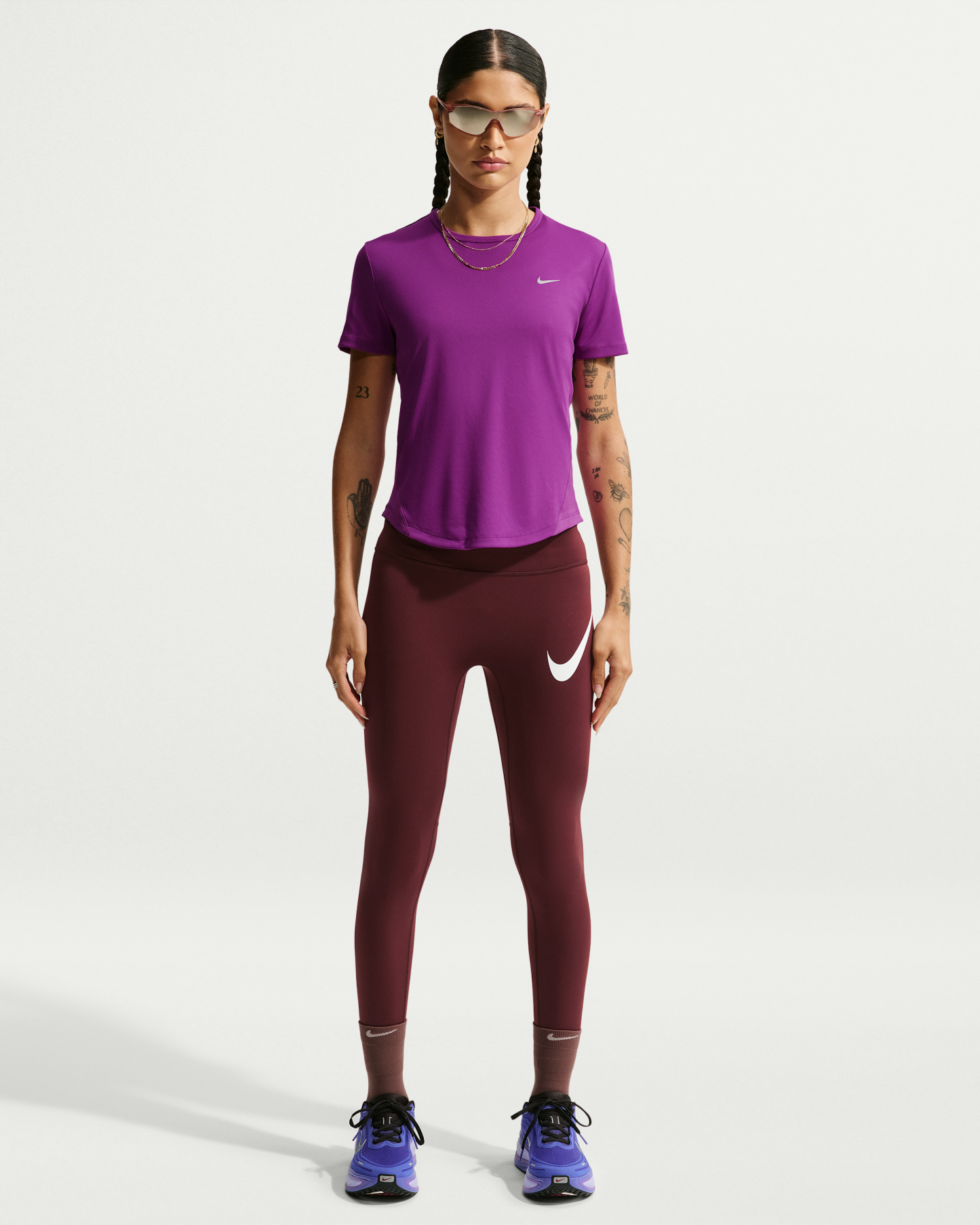 Nike Tempo Women's Dri-FIT Short-Sleeve Running Top - Bold Berry - View 4