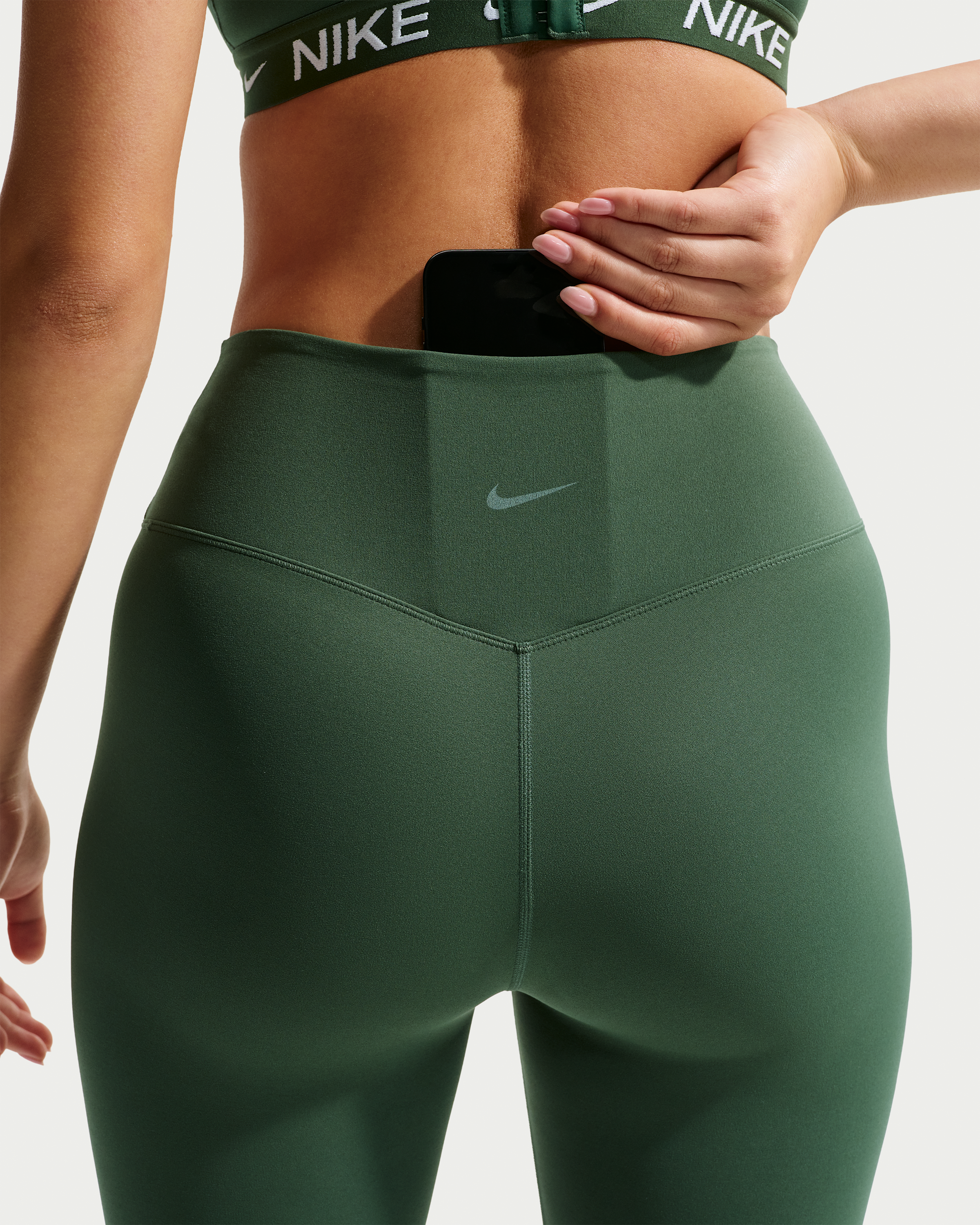 Nike Zenvy Women's High-Waisted Full-Length Leggings with No Front Seam - Fir/White - View 6