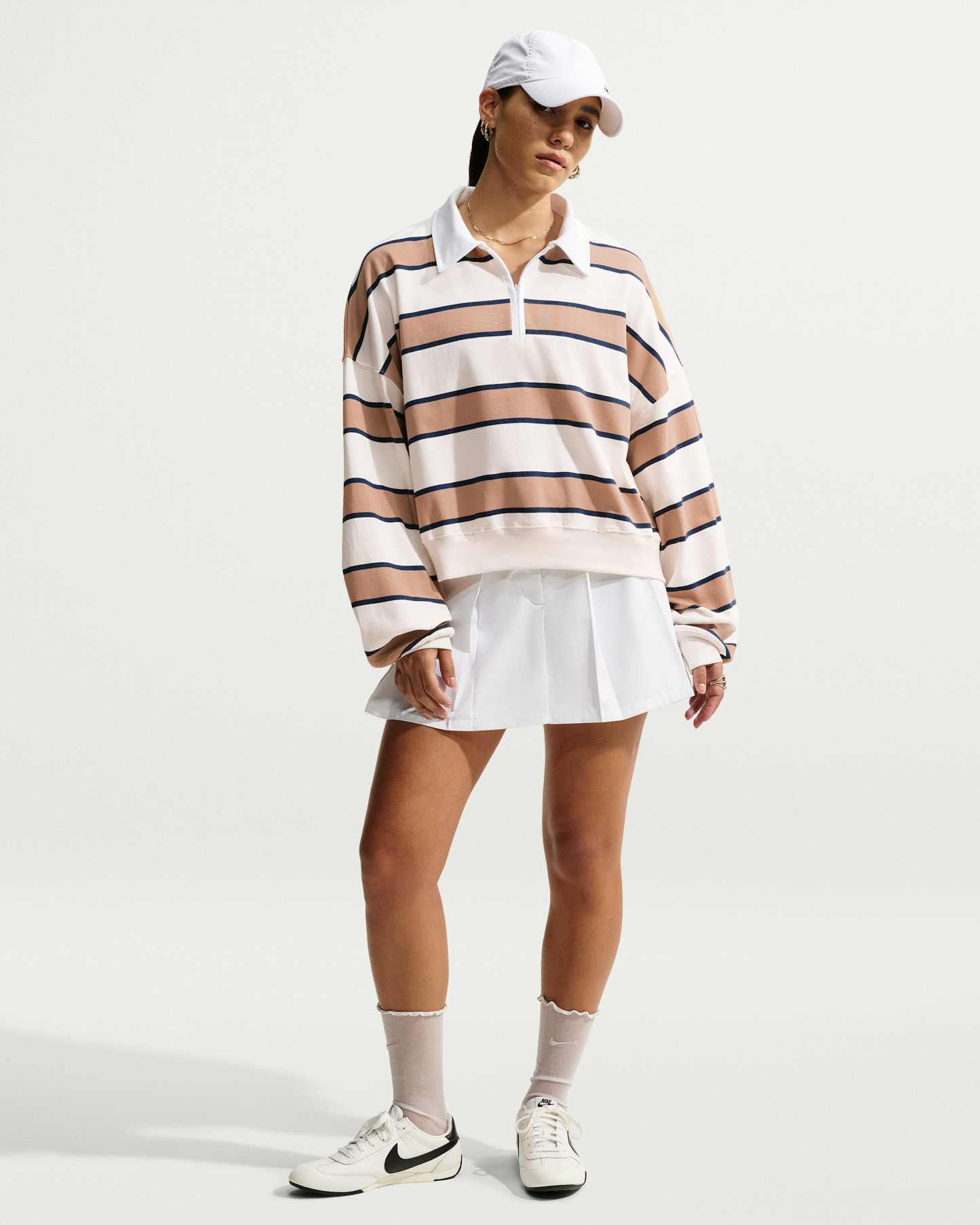 Nike Sportswear  Women's 1/4-Zip Sweatshirt - Pale Ivory/Hemp/Thunder Blue - View 4