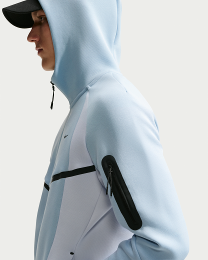 Nike Tech Men's Colour-Block Full-Zip Fleece Windrunner Jacket - Light Armoury Blue/Football Grey/Black - View 3